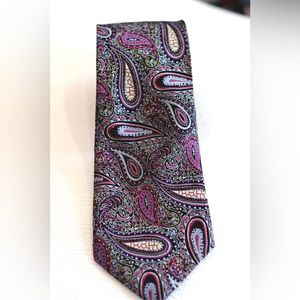 True Forum 100% silk Mens necktie purple blue paisley maximalism statement 60”